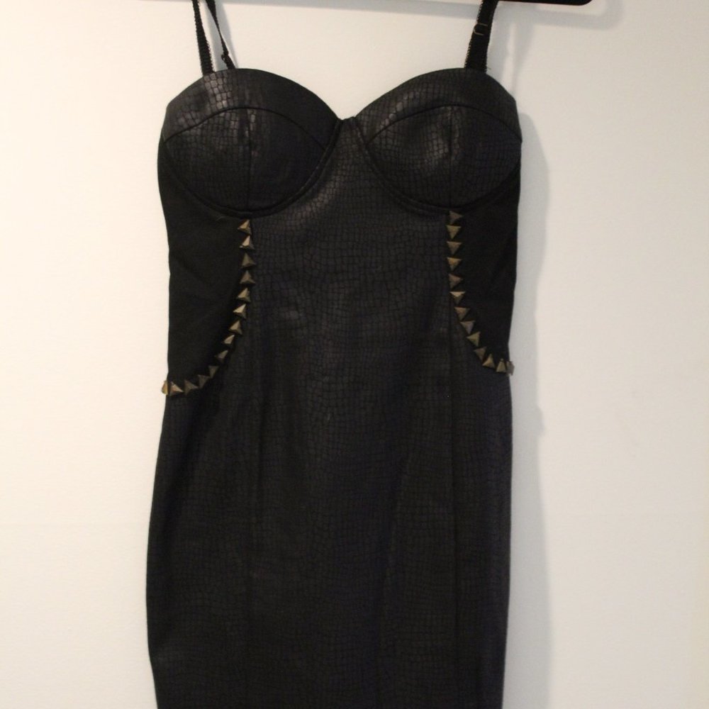 Black Pleather Cocktail Dress [M]